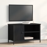 Meuble TV vidaXL en chêne noir 80x40x50 cm en bois d'ingénierie et acier