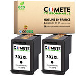 302XL - 2 cartouches d'encre compatibles avec HP 302 XL - Noir - COMETE
