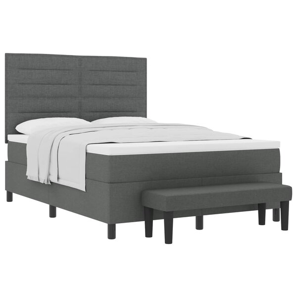 vidaXL Lit à ressorts avec coussin Gris foncé 140 x 190 cm tissu