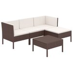 Salon de jardin meuble d'extérieur ensemble de mobilier 5 pièces avec coussins résine tressée marron 02_0016463