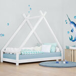 Lit Tipi enfant bois massif naturel vernis 80 x 180 cm