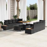 vidaXL Ensemble de canapé de jardin 11 Pièces Noir 100 x 100 x 71 cm
