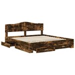 vidaXL Cadre de lit Chêne fumé 200 x 200 cm Bois d'ingénierie