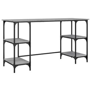 Bureau table poste de travail meuble d'ordinateur informatique étude sonoma 140 x 50 x 75 cm métal et bois d'ingénierie gris 02_0023959