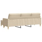 vidaXL Canapé à 3 places avec repose-pieds Crème 210 cm Tissu