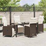 vidaXL Ensemble de salle à manger pour jardin 5 Pièces Marron Poly rotin
