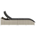 vidaXL Chaise longue pliante coussin et rangement gris clair polyrotin
