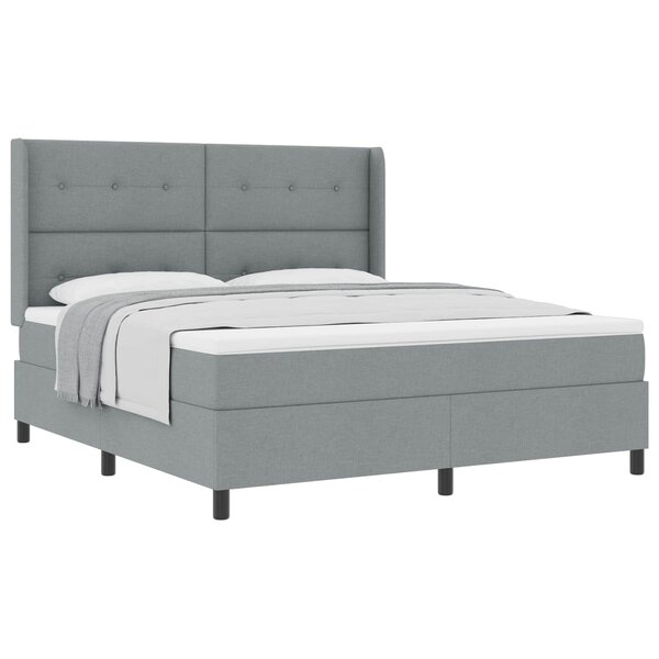 vidaXL Lit à ressorts avec matelas Gris clair 180 x 200 cm tissu