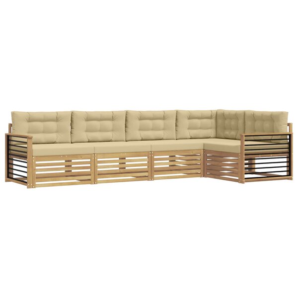 vidaXL Ensemble de canapés d'extérieur 6 pc Blanc et Beige Polyester