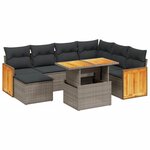 vidaXL Salon de jardin 8 Pièces avec coussins gris résine tressée
