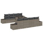 vidaXL Ensemble de canapé de jardin 9 pièces avec coussins gris en poly rotin