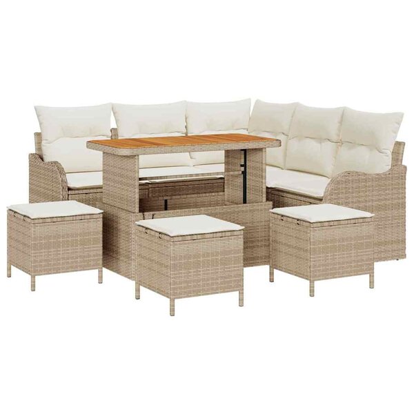 vidaXL Ensemble de canapé de jardin avec coussin 9 Pièces Beige et crème