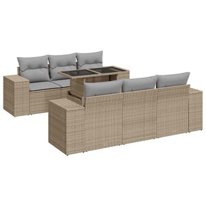 vidaXL Salon de jardin avec coussins 7 Pièces beige résine tressée