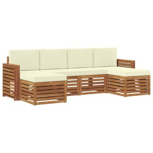vidaXL Ensemble de canapés d'extérieur 6 pc Naturel et Crème