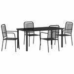 vidaXL Set de jardin 5 pièces en corde de coton noire et acier