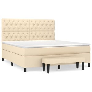 vidaXL Sommier à lattes de lit avec matelas Crème 160x200 cm Tissu