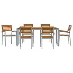 vidaXL Ensemble de salle à manger pour jardin 7 Pièces Gris et marron