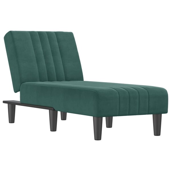 vidaXL Chaise longue vert foncé velours