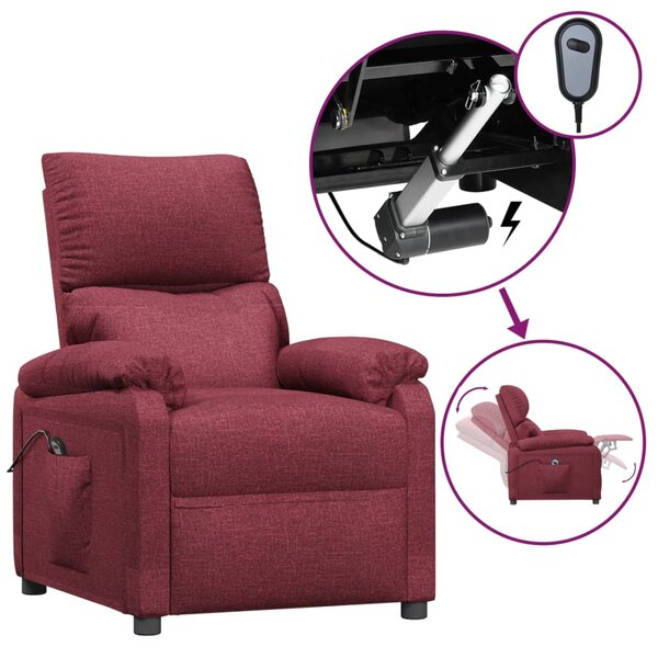 vidaXL Fauteuil inclinable électrique Rouge bordeaux Tissu
