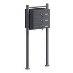 Boîte aux lettres sur pieds gris anthracite 3 compartiments – 556x270x1200 mm verrouillable + porte-nom