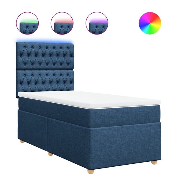 vidaXL Sommier à lattes de lit avec matelas Bleu 80x200 cm Tissu