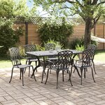 vidaXL Ensemble de salle à manger de jardin 7 pièces en aluminium coulé noir