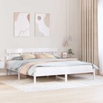 vidaXL Cadre de lit Blanc 200 x 200 cm Bois de pin massif