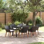 vidaXL Ensemble de salle à manger pour jardin 7 Pièces Noir polyrotin