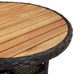 vidaXL Ensemble à manger de jardin et coussins 5 Pièces noir rotin acacia