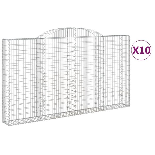 vidaXL Paniers à gabions arqués 10 Pièces 300x30x160/180 cm fer galvanisé