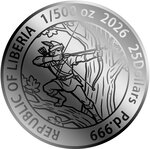 Monnaie ROBIN HOOD 1/500 Oz Palladium 25$ Liberia 2026 (PRÉCOMMANDE)
