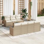 vidaXL Ensemble de canapé de jardin 8 Pièces Beige  blanc
