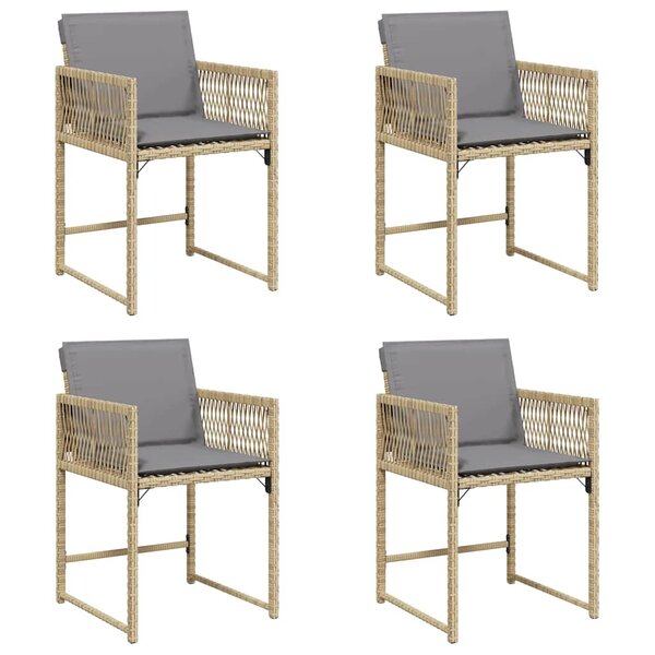 vidaXL Chaises de jardin avec coussins lot de 4 mélange beige