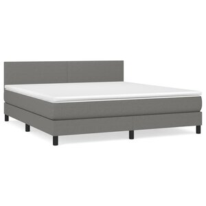 vidaXL Sommier à lattes de lit avec matelas Gris foncé 180x200cm Tissu