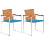 vidaXL Chaises de jardin avec coussins 2 Pièces Acacia solide et acier