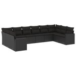 vidaXL Salon de jardin 10 Pièces avec coussins noir résine tressée