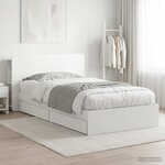 vidaXL Cadre de lit avec rangement Blanc 75 x 190 cm Bois d'ingénierie