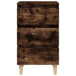 vidaXL Tables de chevet et pieds en bois 2 Pièces Chêne fumé 40x35x69 cm