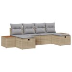 vidaXL Ensemble de canapés de jardin 6 pièces avec coussins beige rattan poly