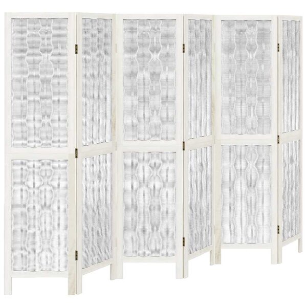 vidaXL Cloison de séparation 6 panneaux blanc bois de paulownia massif
