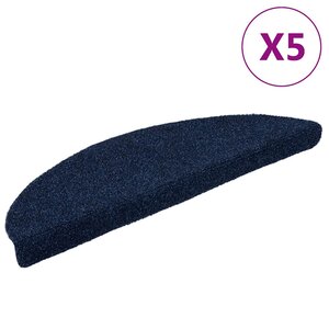 vidaXL Tapis d'escalier autocollants 5 pièces 56 x 17 x 3 cm Bleu marine Demi-rond