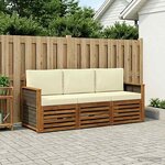 vidaXL Ensembles de canapés avec coussin 3 Pièces Bois d'Acacia Massif