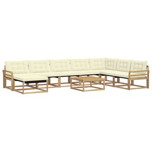 vidaXL Ensemble de canapés d'extérieur 9 pc Blanc et crème