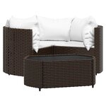 vidaXL Salon de jardin 4 Pièces avec coussins Marron Résine tressée