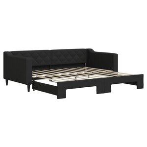 vidaXL Lit de jour avec lit gigogne noir 90x190 cm tissu