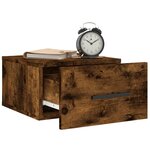 vidaXL Table de chevet murale chêne fumé 35x35x20 cm