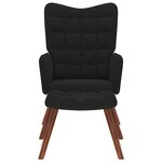 vidaXL Fauteuil relax avec tabouret en velours noir