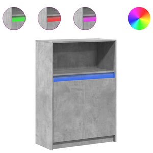 vidaXL Buffet avec LED gris béton 72x34x100 cm bois d'ingénierie
