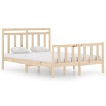 vidaXL Cadre de lit Noir Bois massif 120x190 cm Petit double