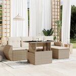 vidaXL Salon de jardin avec coussins 6 Pièces beige résine tressée